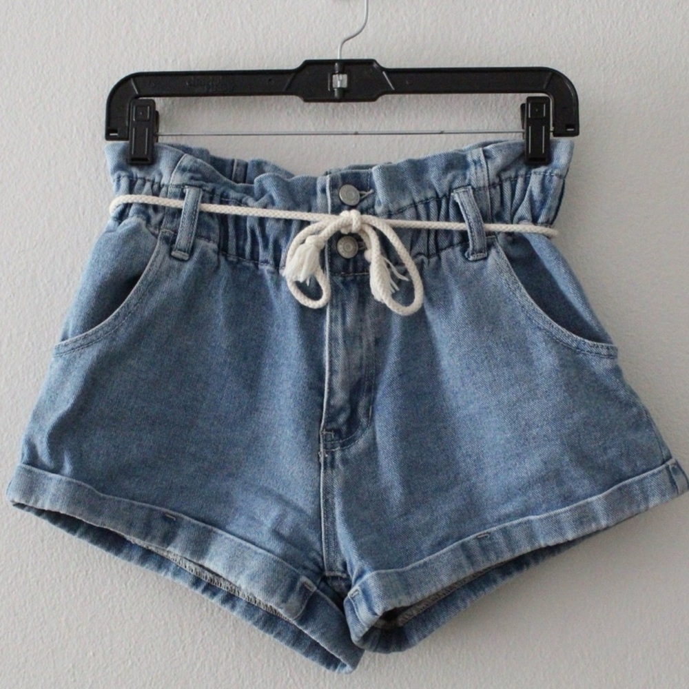 PacSun Lauren Blue Paperbag Denim Shorts